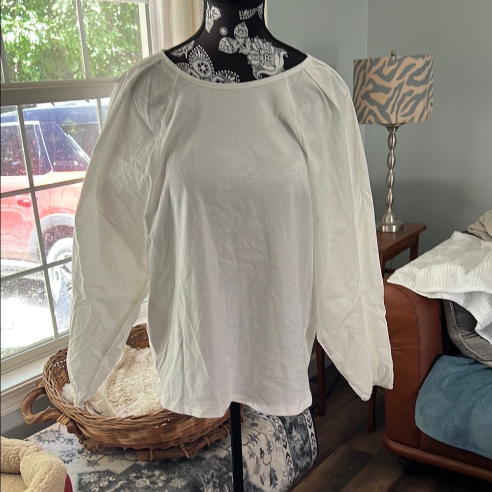 A New Day Mixed Media Blouse size large excellent condition